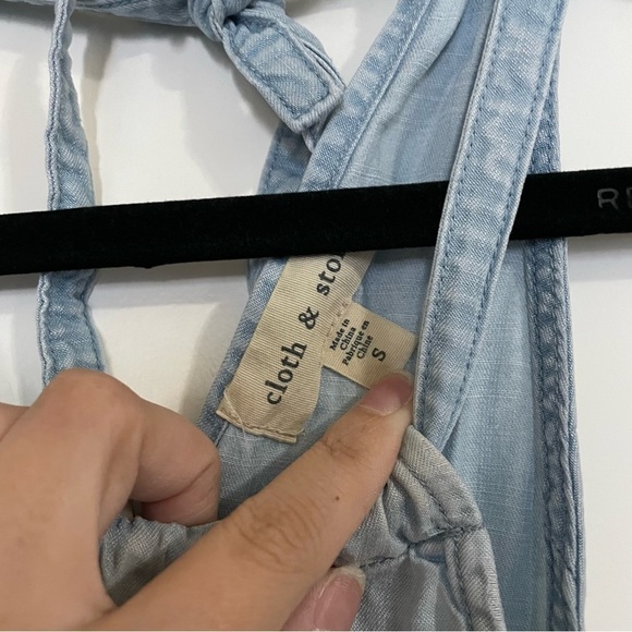 Cloth & Stone Blue Chambray Sleeveless Tie-Back Mini Dress - Picture 6 of 10